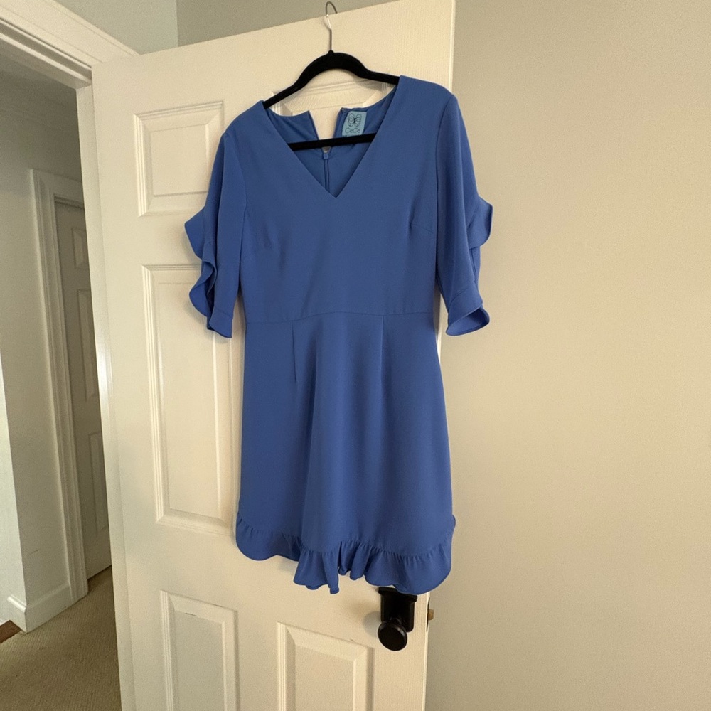 CeCe Blue V-Neck Mini Dress